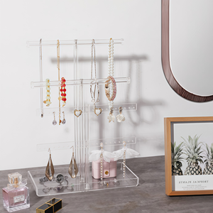 Présentoir à bijoux en acrylique moderne et minimaliste, empilable, avec plateau inférieur, facile à assembler, pour boutiques et usage personnel - Product Image 3