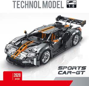 2828 PCS STEM 장난감 1:8 스케일 GT 럭셔리카 로고 모델 조립 키트 문과 레이싱 줄무늬와 깊은 실버 - Product Image 6