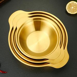 Korean-Style Stainless Steel Hot <b>Pot</b> With Double Handles Gold Finish <b>Large</b> Capacity Soup Stock <b>Pot</b> For Seafood Rice Noodle - Product Image 5