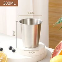 Tasse à eau en acier inoxydable 304 à paroi simple avec bord roulé, or/argent, pour bière, lait ou comme gobelet