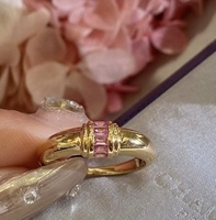 Bague en argent sterling 925 avec saphir rose naturel pour femmes et hommes, bande demi-ronde confortable, style moderne vintage, bijoux fins