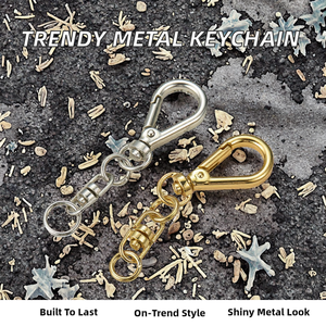 พวงกุญแจโลหะผสมสังกะสีทรงกลมสุดหรู ดีไซน์เก๋ พร้อมตัวล็อคแบบก้ามปู และจี้เชื่อมต่อสำหรับกระเป๋า ลดราคาสุดพิเศษ - Product Image 2