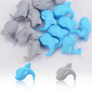 3D 실리콘 teether 구슬 펜 매력 동물 돌고래 모양 실리콘 구슬 2024