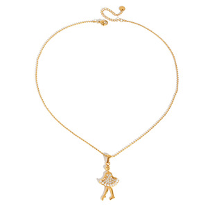 Ballet Girl Pendant Necklace Stainless Steel White Rhinestone Pearl Cartoon Design <b>Gift</b> Jewelry - Product Image 5