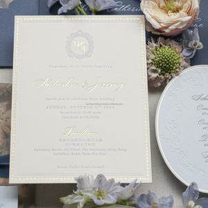 Custom Luxury Cotton Paper Offset Printed Foil Gold Hot Stamped Greeting Card Wedding Invitation Debossed Thank You Cards - Product Image 3