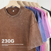 T-shirt Homme Basique Oversize en Coton Lavé Effet Vieilli 230G Personnalisé avec Motif Dessin Animé Col Rond Manches Courtes – Vente Directe Usine OEM