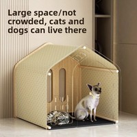 Vente flash - Villa pour animaux de compagnie en bois massif toute saison, respirante, imperméable, chaude, facile à assembler, pour chiens et chats de petite et moyenne taille