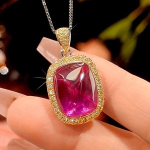 Wholesale Eco-friendly Copper Gold Plated 12*16/10*12mm Square Sugar Red Zircon Jewelry <b>Sets</b> With <b>Earrings</b> Necklace and Pendant - Product Image 4