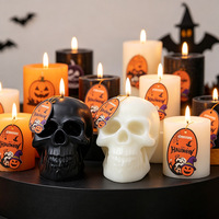Harga Grosir Lilin LED Tengkorak Lilin Asli 3D Tanpa Api Bertenaga Baterai dengan Timer On-off Bersertifikasi CE ROHS untuk Dekorasi Halloween