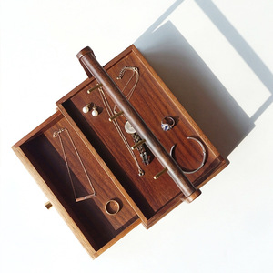 Goodbye Wooden Jewelry Box <b>With</b> Handle Chinese Style Multi Layer <b>Storage</b> Organizer For <b>Dressing</b> <b>Table</b> 28x18x24cm Dark Brown - Product Image 1
