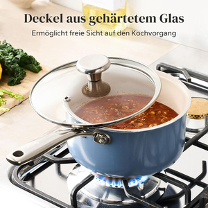 High Quality Ceramic Coated Cooking Pots&<b>Pans</b> <b>With</b> Stainless Steel Handle 6-Piece Blue Aluminum Cookware Set - Product Image 6