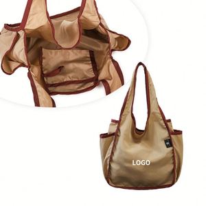 Custom logo Eco-friendly Large Reusable Foldable Polyester Nylon Pouch Supermarket Grocery Shopping Travel Bag Recyclable Home - Product Image 3