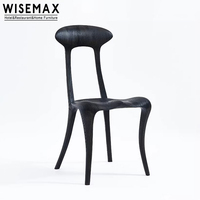 WISEMAX FURNITURE Mobilier design français pour la maison Cadre en bois frêne noir Dossier haut Ensemble table à manger 6 chaises pour restaurant