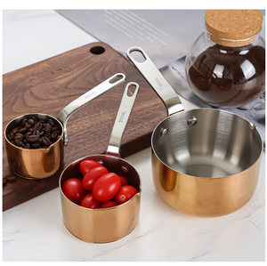 <b>Model</b> <b>D</b> SUS 304 Stainless Steel Sauce Milk Water Scoop Heating Pot with V Flow Mouth with Copper Plating Surface Vintage Style - Product Image 4