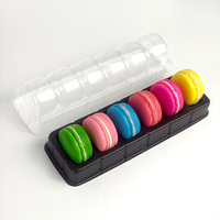 Boîte d'emballage en plastique transparente pour macarons, avec insert en blister PET à 6 trous, pour la présentation de biscuits et de desserts
