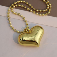 NM1301 Petit Moyen Moyen Taille Grand 18k Plaqué Or 3D Puffy Puffed Puff Love Heart Chaîne Collier