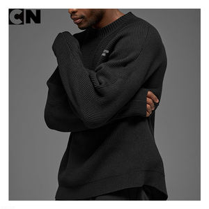 Suéter con Certificación BSCI, Fabricante de Suéteres, Logotipo Personalizado, Suéter Clásico de Algodón para Hombre, Corte Cuadrado, Tejido de Canalé, Cuello Redondo, Suéter de Invierno - Product Image 2