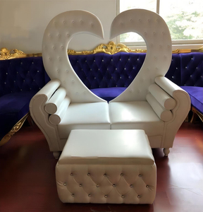 Sang trọng công chúa hoàng tử vua nữ hoàng thiên nga hình dạng tựa lưng hình trái tim trắng đôi loveseat cưới Ngai Vàng ghế - Product Image 2
