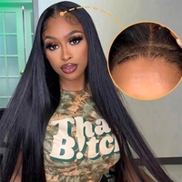 Perruques en cheveux humains en gros à prix abordable, cuticules alignées, sans colle, avec closure HD, perruque lisse naturelle en cheveux cambodgiens bruts