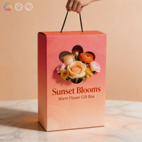 Boîte cadeau personnalisée en forme de fleur avec poignée en corde, boîte en carton rigide pour bouquet de fleurs frais, emballage cadeau pour fleuriste, emballage cadeau pour les fêtes