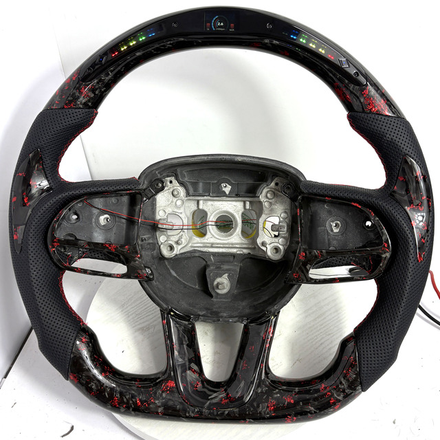 Custom LED Red Forged Carbon Fiber Steering Wheel for Dodge Challenger Hellcat SRT Charger Grand Cherokee