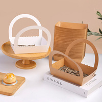 Boîte pliable avec poignée en papier kraft, barquette alimentaire jetable, emballage à emporter pour frites, chips et produits de boulangerie