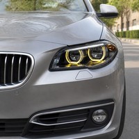 Ensemble de phares LED 12V pour Série 5 F10 F18 2011-2017, Angel Eye DRL Jaune Blanc, phares améliorés