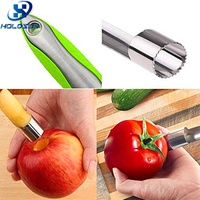Aanpasbare logo eco-vriendelijke roestvrijstalen appelboor met zachte rubberen handgreep, handmatige keukenhulp voor het verwijderen van fruit en groenten