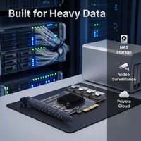 Carte d'extension PCIE X4 vers 16 ports SATA3.0 6Gb, carte adaptateur PCI Express 4X vers 4 ports MiniSAS SFF-8073 + 4 câbles SFF8087 vers 4 SATA