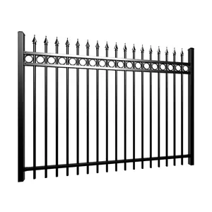 Industrial modern corten steel safety fencing 304 steel metal picket galvanized steel pipe post and rail fencing