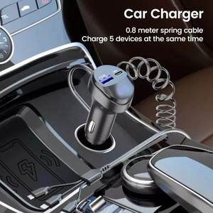 Nouveau chargeur de voiture rétractable 3-en-1 à double <span class=keywords><strong>port</strong></span> et charge rapide 2025 avec sortie 55W et rotation à 360° USB Type-C - Product Image 3
