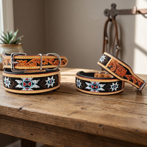 Superior Quality Handmade Eco-Friendly Padded Leather <b>Dog</b> <b>Leash</b> with Solid Color Carved Rivet Beaded Design Manufacturer - Product Image 3