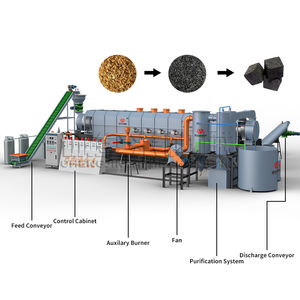 Machine de fabrication de biochar et de charbon de bois à partir de copeaux de bois, sciure et coques de riz, moteur, capacité 300-3000 kg, construction en acier inoxydable - Product Image 2