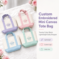 Tas Tote Mini Kanvas Bentuk Perahu Warna Biru Mint untuk Wanita, Tas Belanja Katun dengan Kantong Resleting untuk Liburan dan Perjalanan