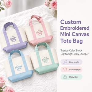 Mini <span class=keywords><strong>sac</strong></span> fourre-tout d'été en toile, sacs fourre-tout en <span class=keywords><strong>coton</strong></span>, mini <span class=keywords><strong>sac</strong></span> de shopping avec poche zippée pour les voyages et les vacances - Product Image 1