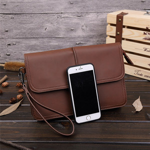 Nuova borsa a mano da <span class=keywords><strong>uomo</strong></span> di grande capacità borsa a busta retrò marrone crazy horse <span class=keywords><strong>pochette</strong></span> in pelle PU per <span class=keywords><strong>uomo</strong></span> - Product Image 4