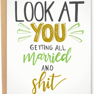 Carte de mariage drôle d'<span class=keywords><strong>humour</strong></span> adulte pour mariage fiançailles typographie imprimée «merde mariée» félicitations en papier de qualité - Product Image 2
