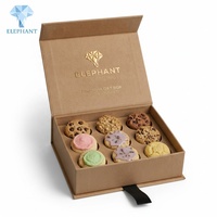 Boîte à biscuits en papier kraft brun personnalisée avec motif d'éléphant, boîte rigide magnétique de qualité alimentaire avec séparateurs pour macarons, chocolats, emballages de pâtisserie