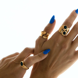 Stylish Stainless Steel 18k Gold Plated Jewelry <strong>Split</strong> Curved Accessory <strong>Ring</strong> - Product Image 5