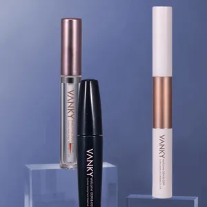 Aluminum Look Special Shape Empty Mascara Tubes Double Tube Heads With Silicon Brush Packaging
