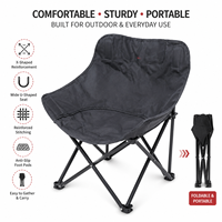 Chaise de camping pliable portable avec siège large en forme de U, cadre renforcé en forme de X, tissu Oxford, poche latérale pour les loisirs en plein air