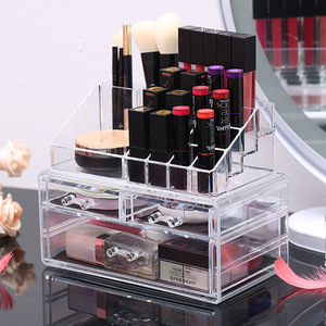 Organisateur de rangement cosmétique en <span class=keywords><strong>plastique</strong></span> transparent à double niveau pour comptoir ou <span class=keywords><strong>commode</strong></span> de salle de bain - Product Image 2
