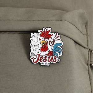Broches de Esmalte con Diseño de Gallo Rojo de Jesús, Tema de Creencia Religiosa, Venta al por Mayor - Product Image 3