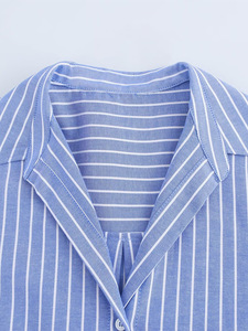 Abbigliamento Femminile Personalizzato S-L all'Ingrosso, Camicia Elegante Casual Primaverile/Estiva a Righe con Maniche Lunghe e Colletto a Bottoni - Product Image 4