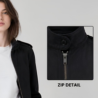 Veste en daim pour femme, style motard, fermeture éclair sur le devant, col montant, coupe courte et régulière, vêtement d'extérieur pour l'automne et l'hiver