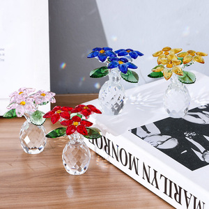 Crystal Flowers <b>Vase</b> Set Colorful Glass Art Decor Modern Home Ornament Living Room Decoration - Product Image 1