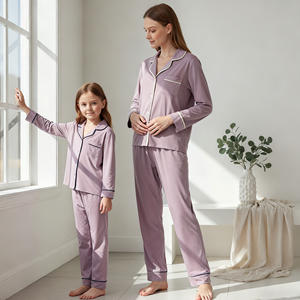 Pijamas Familiares de Manga Larga de Modal Lenzing Antiarrugas de Moda, Pijamas Familiares a Juego, Conjunto de Ropa de Dormir Familiar - Product Image 1