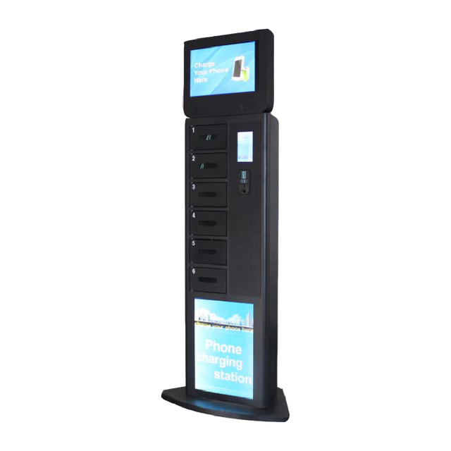 Winnsen Cell Phone Charging Stations Lockers 22 Inch Big Screen Digital Signage on Top Fast Charging System