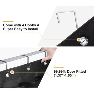 Over The Door Shoe Rack 35 Pockets Oxford Fabric Hanging Organizer For Shoes Behind Doors On Walls <b>Black</b> - Product Image 5