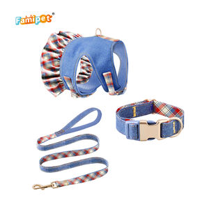 Famipet, fabricante de tela vaquera personalizada, Serie de diseño, accesorios ajustables para mascotas, conjunto de arnés y <span class=keywords><strong>collar</strong></span> de correa para perros - Product Image 6